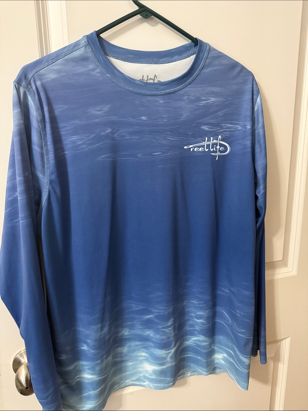 Reel Life Men’s Long-Sleeve Blue UPF Swim Rash Guard